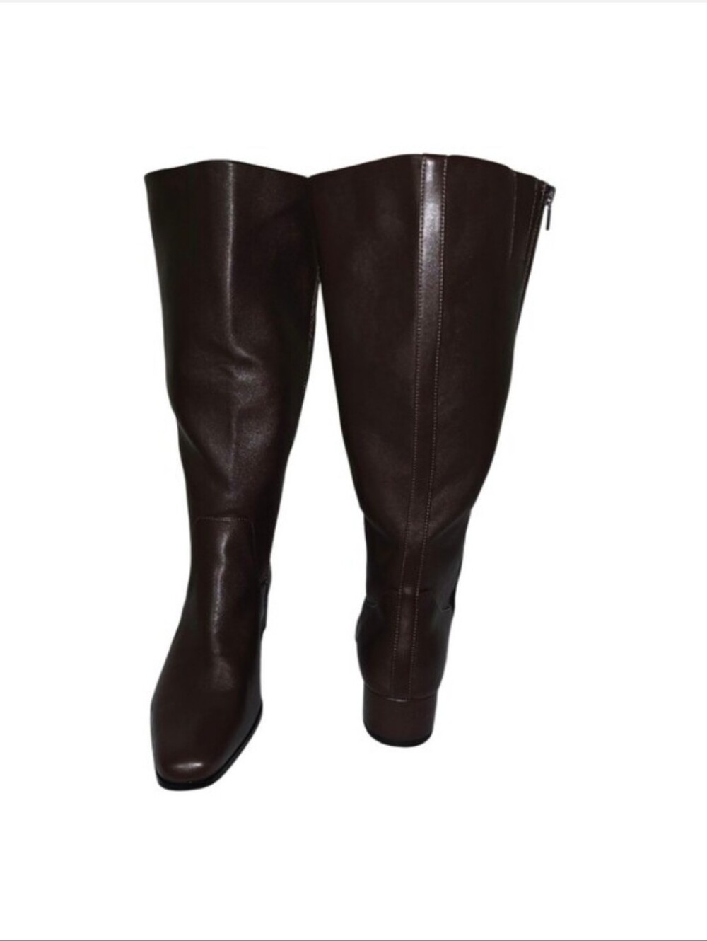 Tall Block Heel Knee Boots in Dark Brown - Picture 4 of 6